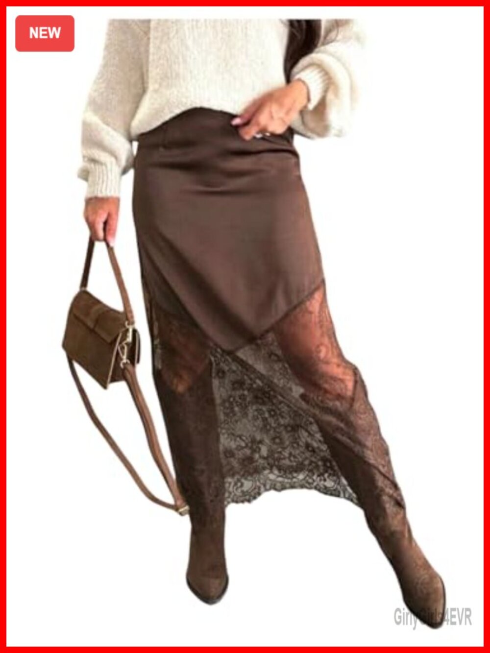 Lace Asymmetrical Maxi Skirt High Waist Bodycon Satin Party